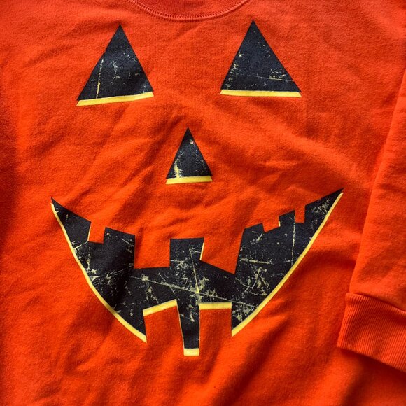 Kids Vintage Hanes Jack o Lantern Halloween Crewneck Sweater Small - Picture 2 of 6